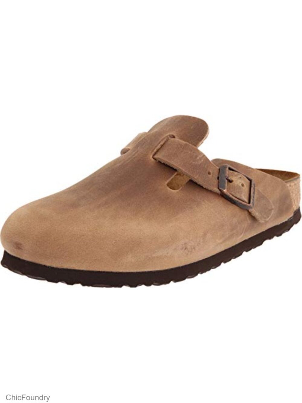 Suede Clogs with Contoured Cork-Latex Footbed and Adjustable Strap